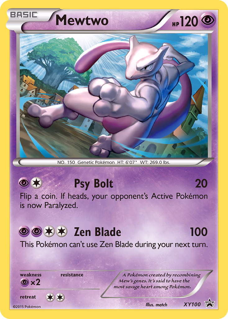 Mewtwo Pokemon card (XY100, XY Black Star Promos)