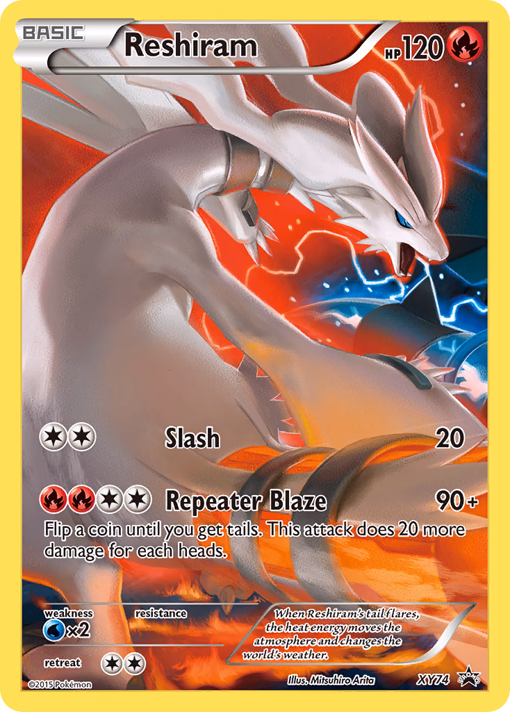 Reshiram Pokemon card (XY74, XY Black Star Promos)