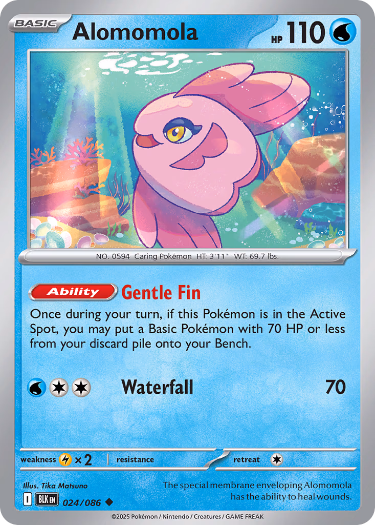Alomomola Pokemon card (024/086, Black Bolt)
