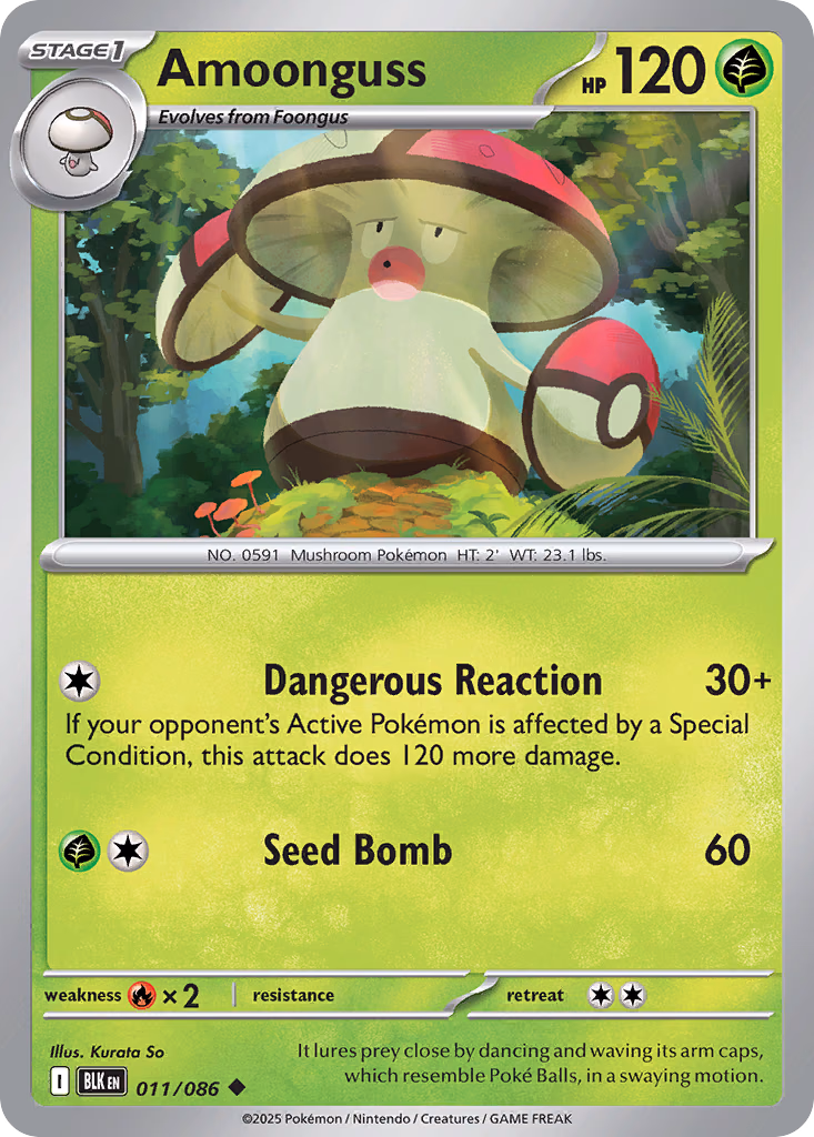 Amoonguss Pokemon card (011/086, Black Bolt)