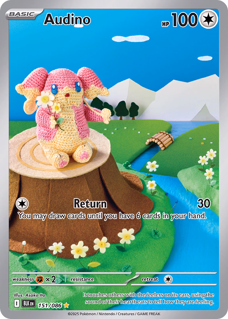 Audino Pokemon card (151/086, Black Bolt)