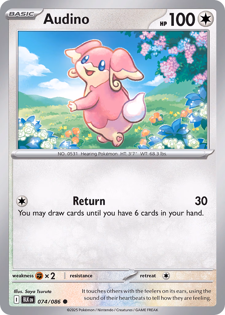 Audino Pokemon card (074/086, Black Bolt)