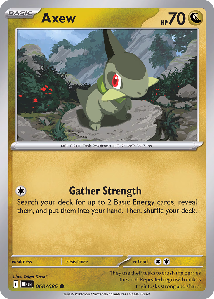 Axew Pokemon card (068/086, Black Bolt)