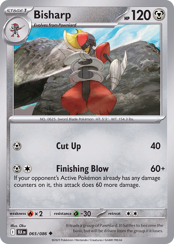 Bisharp Pokemon card (065/086, Black Bolt)