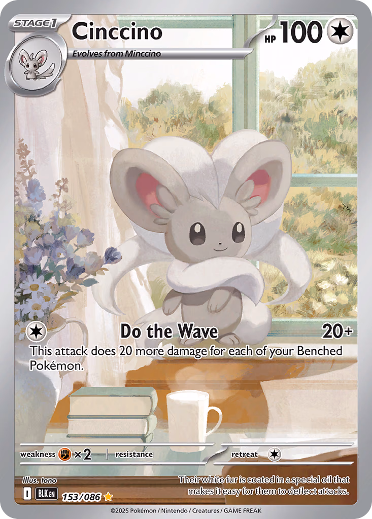 Cinccino Pokemon card (153/086, Black Bolt)