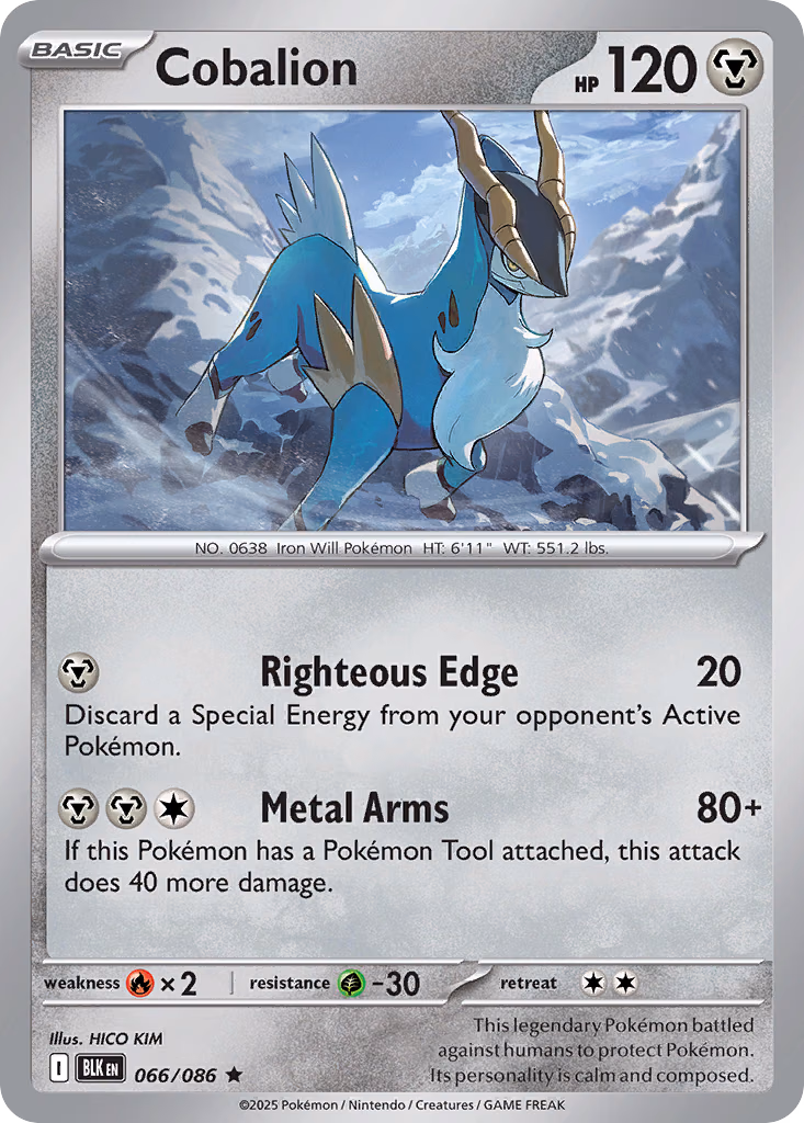 Cobalion Pokemon card (066/086, Black Bolt)