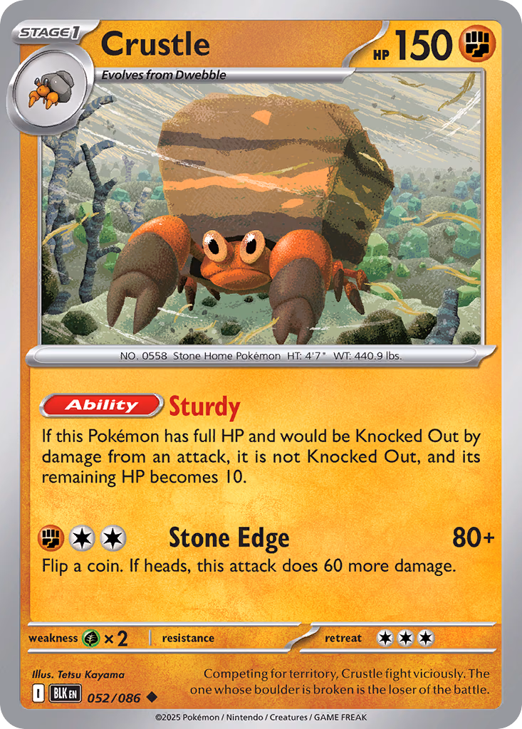 Crustle Pokemon card (052/086, Black Bolt)