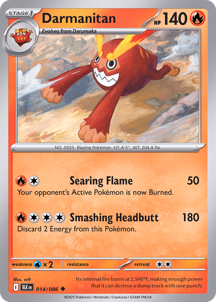 Darmanitan Pokemon card (014/086, Black Bolt)