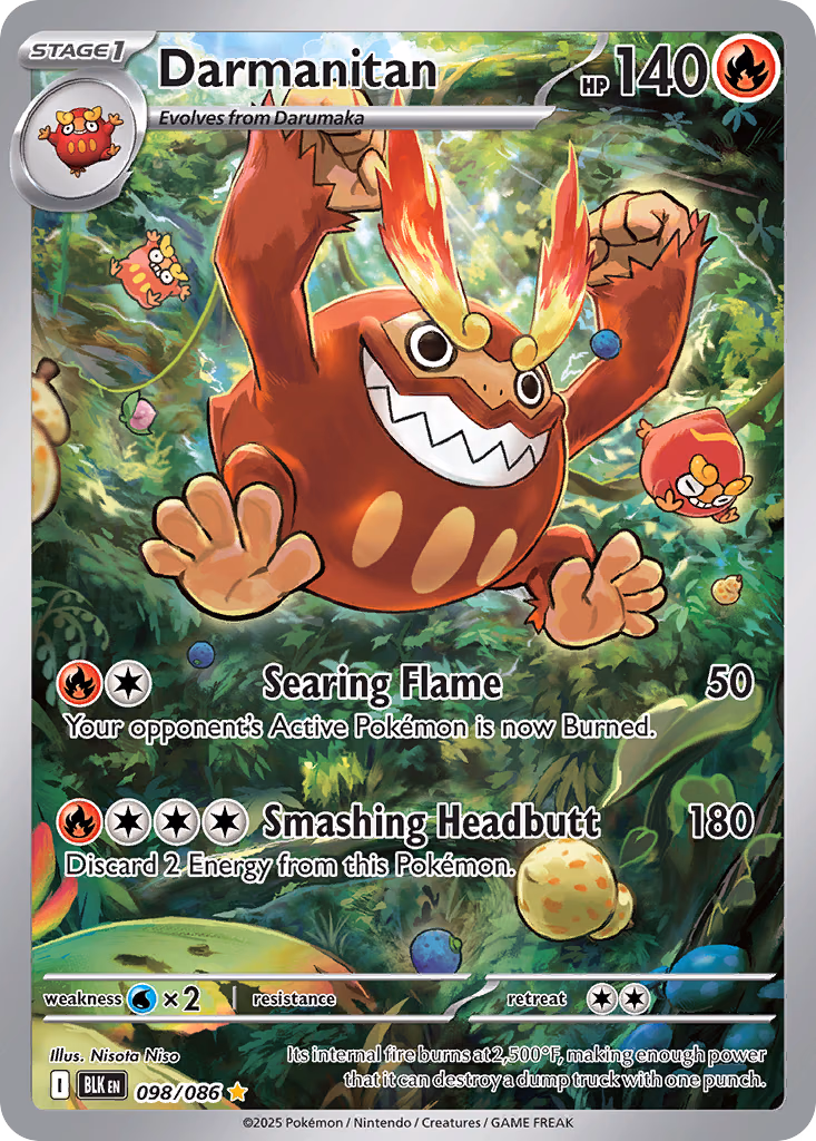 Darmanitan Pokemon card (098/086, Black Bolt)