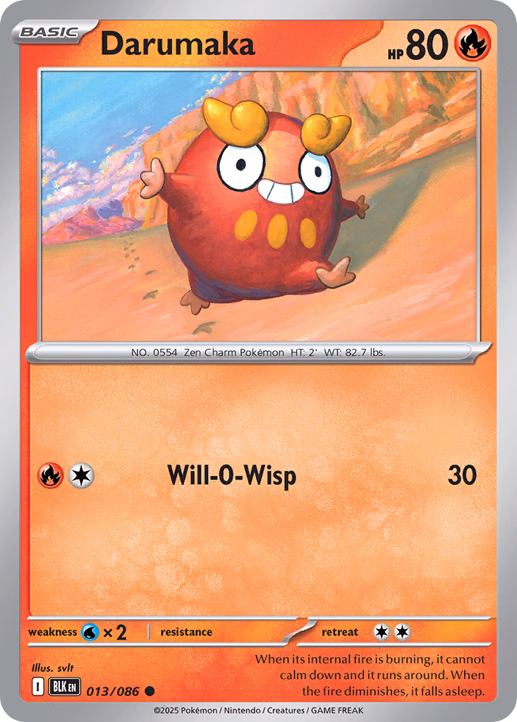 Darumaka Pokemon card (013/086, Black Bolt)