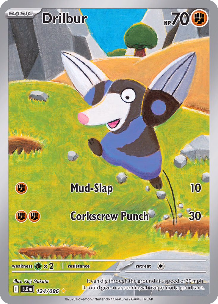 Drilbur Pokemon card (124/086, Black Bolt)