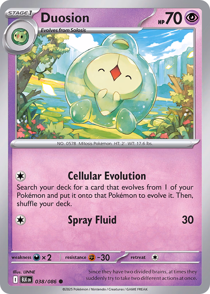 Duosion Pokemon card (038/086, Black Bolt)