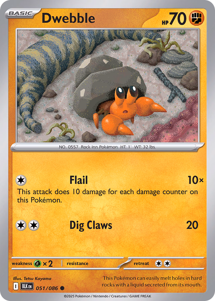Dwebble Pokemon card (051/086, Black Bolt)