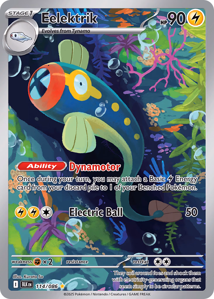 Eelektrik Pokemon card (114/086, Black Bolt)