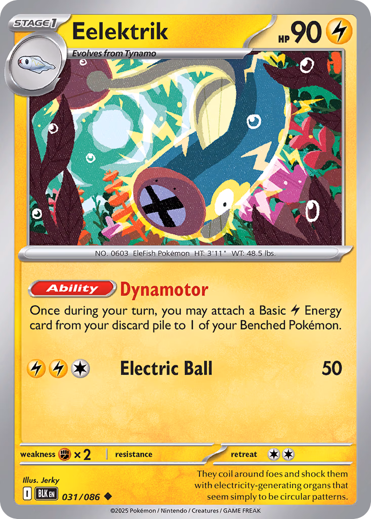 Eelektrik Pokemon card (031/086, Black Bolt)