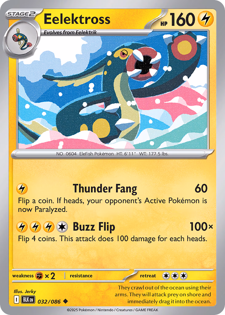 Eelektross Pokemon card (032/086, Black Bolt)