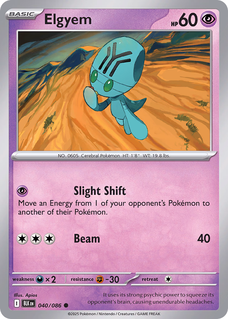 Elgyem Pokemon card (040/086, Black Bolt)