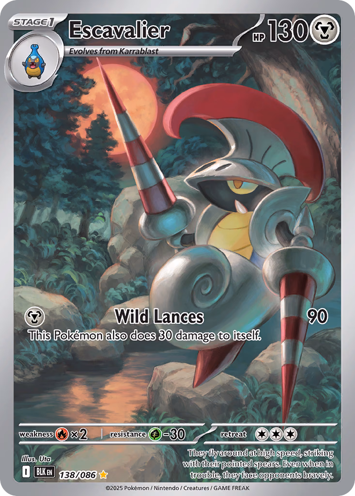 Escavalier Pokemon card (138/086, Black Bolt)