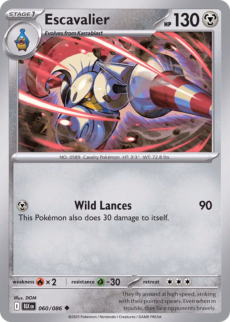 Escavalier Pokemon card (060/086, Black Bolt)