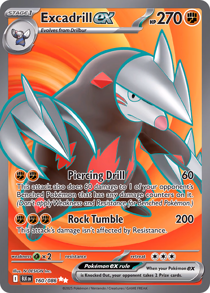 Excadrill ex Pokemon card (160/086, Black Bolt)