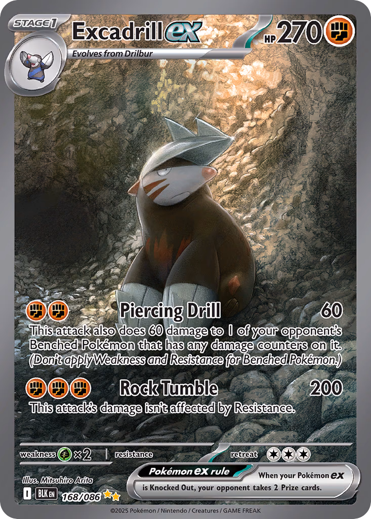 Excadrill ex Pokemon card (168/086, Black Bolt)