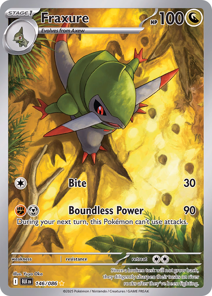 Fraxure Pokemon card (146/086, Black Bolt)