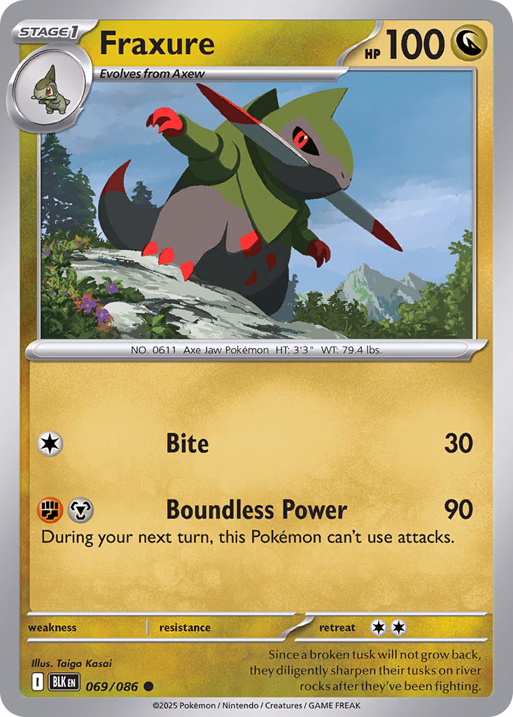 Fraxure Pokemon card (069/086, Black Bolt)