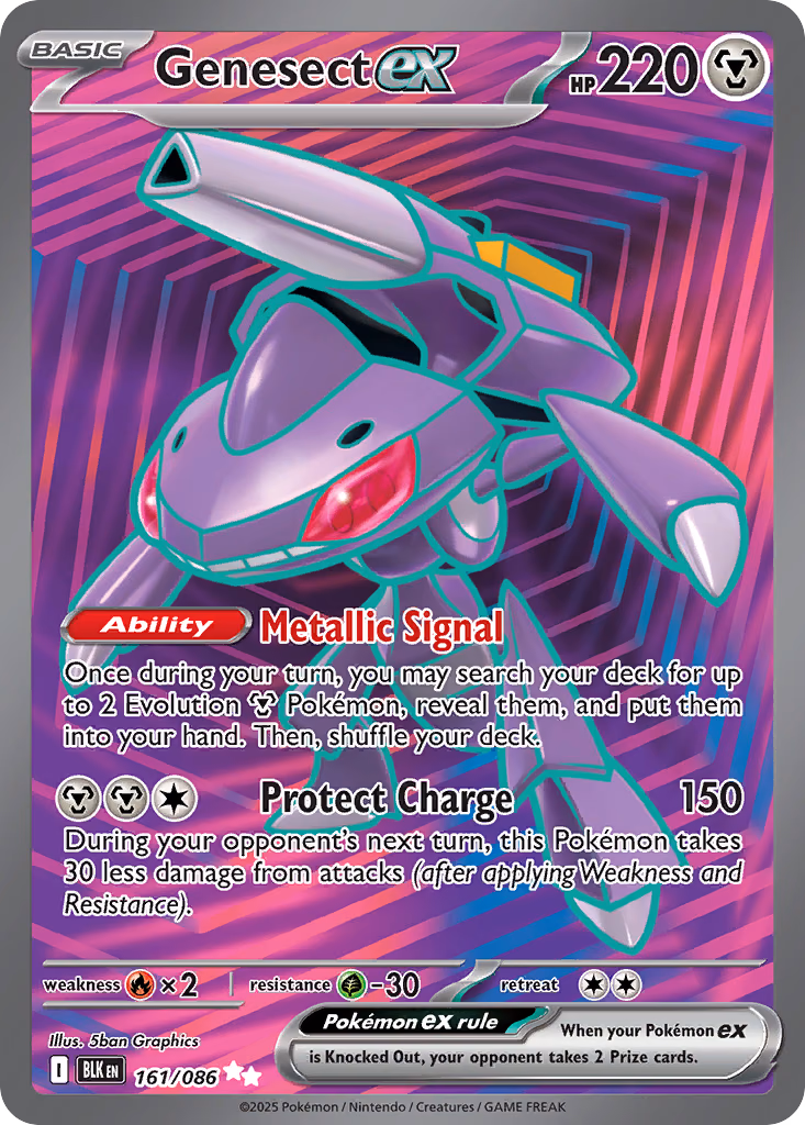 Genesect ex Pokemon card (161/086, Black Bolt)