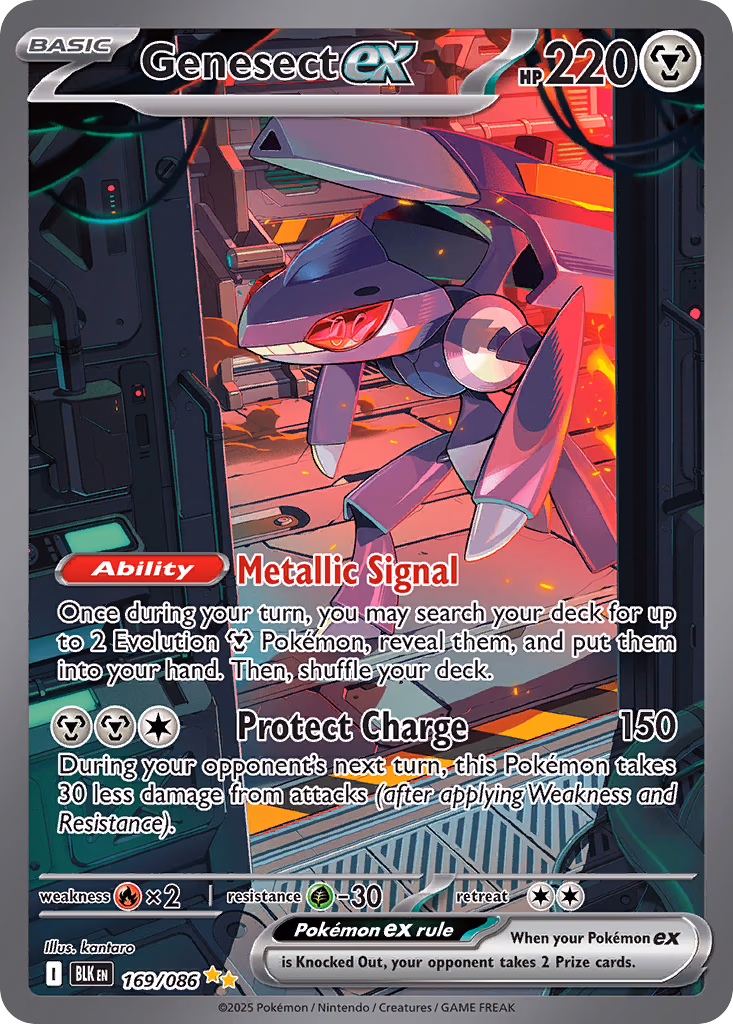 Genesect ex Pokemon card (169/086, Black Bolt)