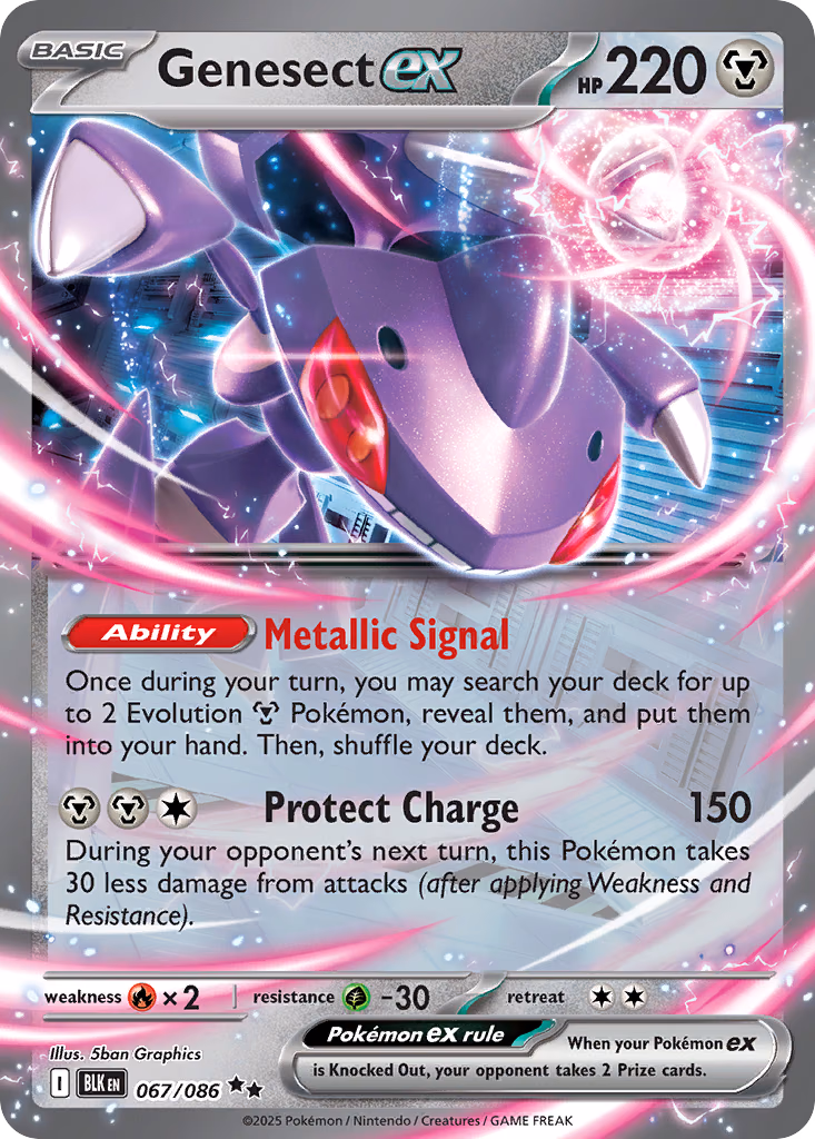 Genesect ex Pokemon card (067/086, Black Bolt)