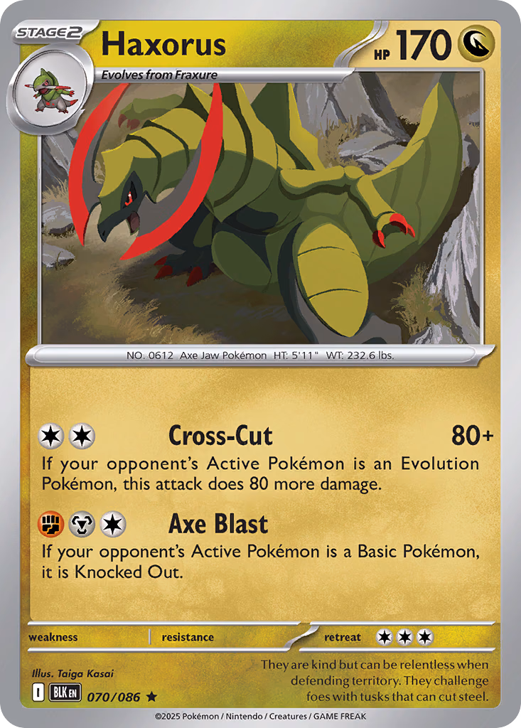 Haxorus Pokemon card (070/086, Black Bolt)
