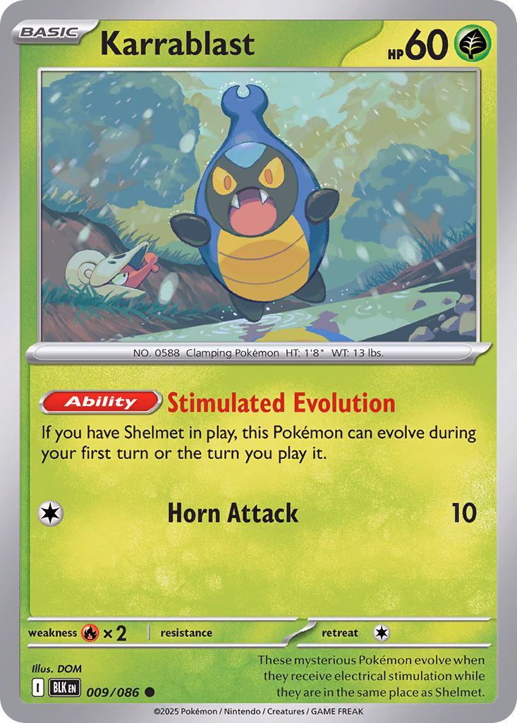 Karrablast Pokemon card (009/086, Black Bolt)
