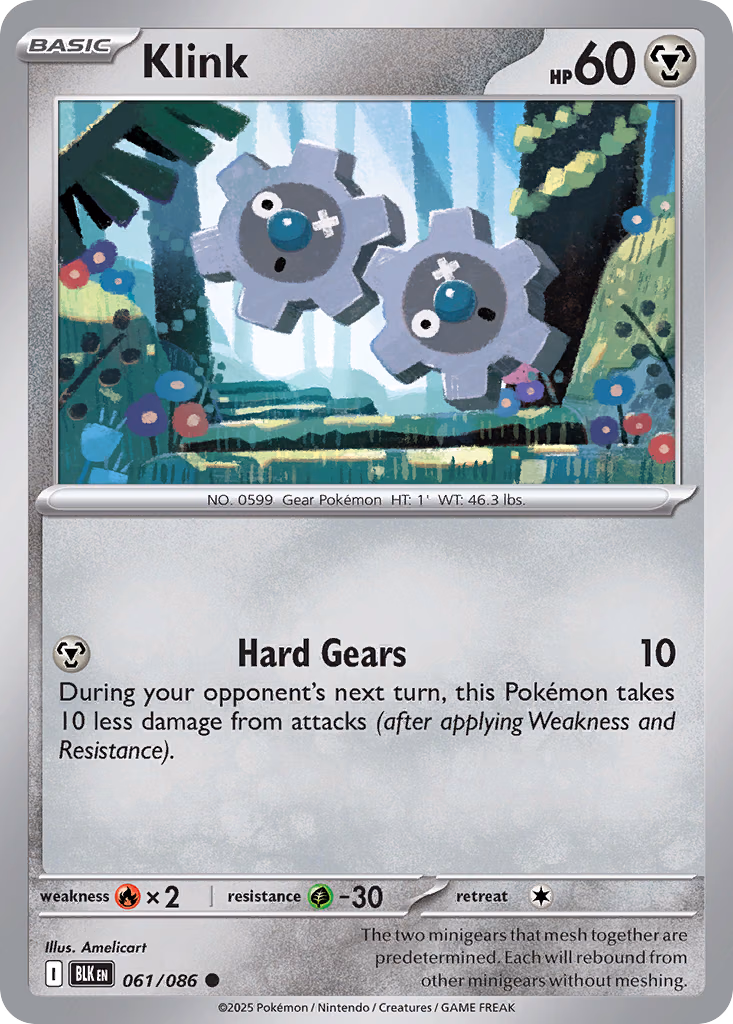 Klink Pokemon card (061/086, Black Bolt)