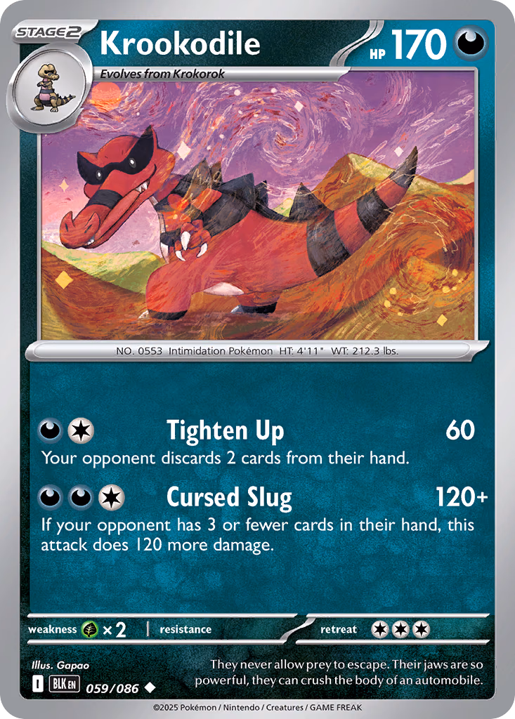 Krookodile Pokemon card (059/086, Black Bolt)