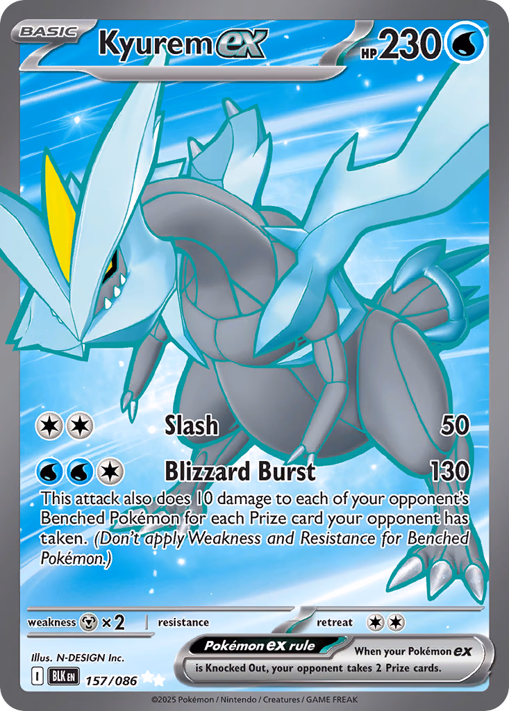 Kyurem ex Pokemon card (157/086, Black Bolt)