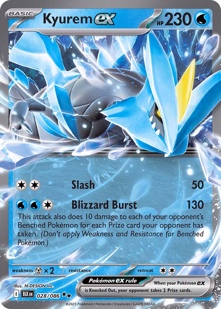 Kyurem ex Pokemon card (028/086, Black Bolt)