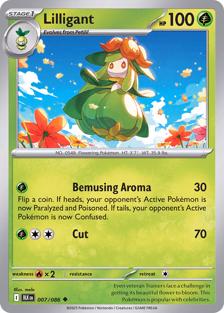 Lilligant Pokemon card (007/086, Black Bolt)