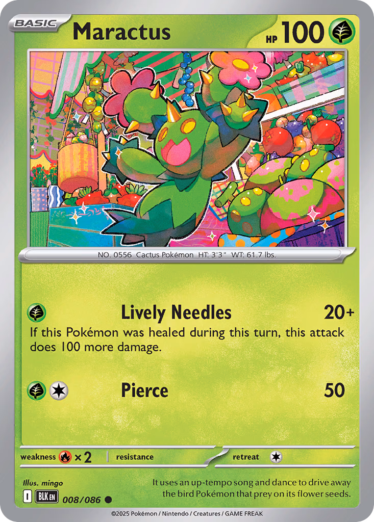 Maractus Pokemon card (008/086, Black Bolt)