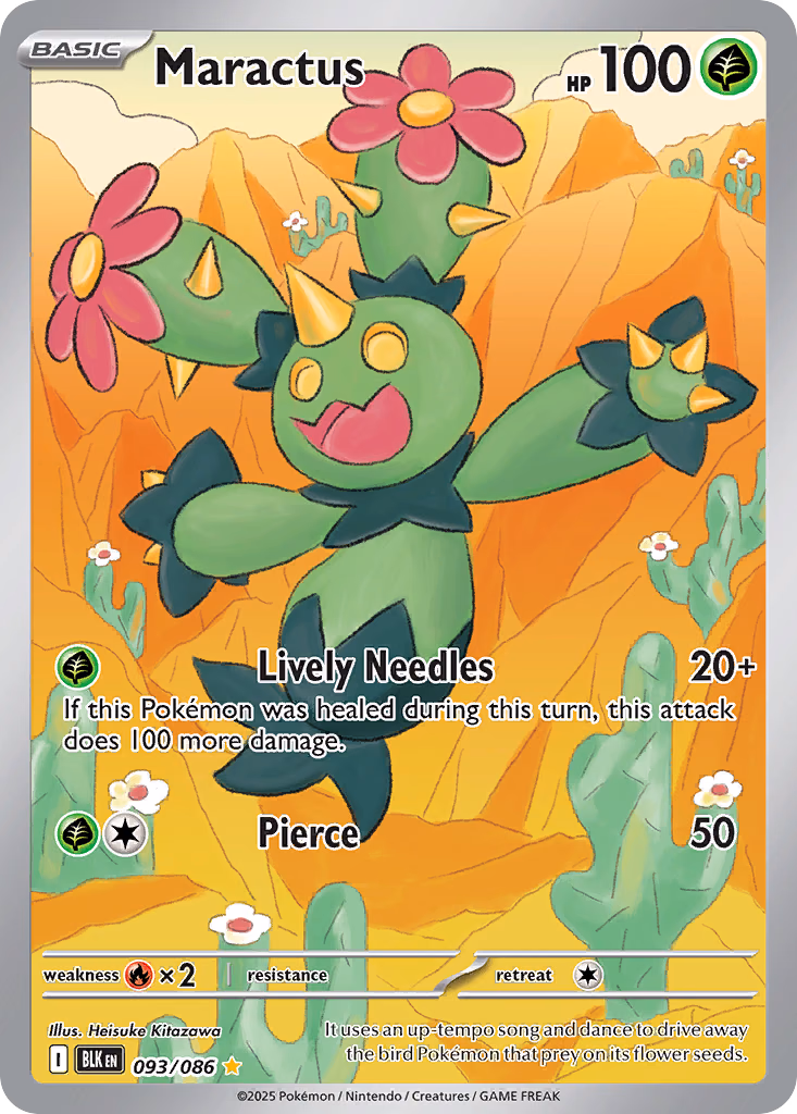 Maractus Pokemon card (093/086, Black Bolt)