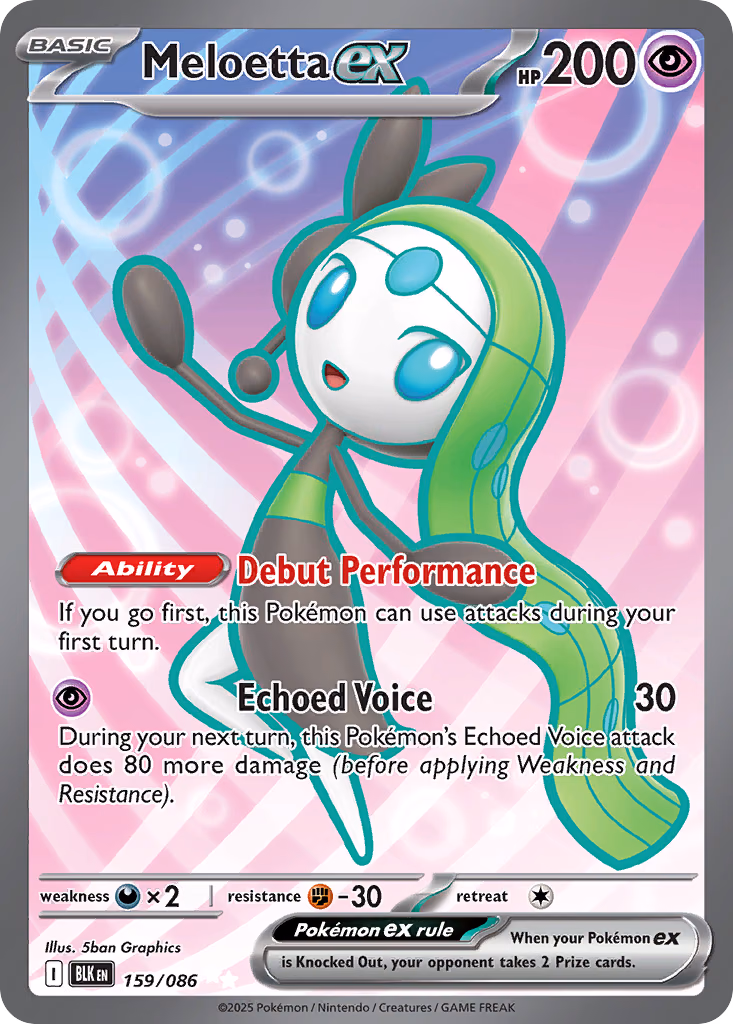Meloetta ex Pokemon card (159/086, Black Bolt)