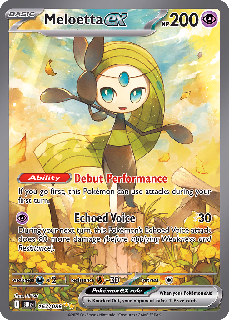 Meloetta ex Pokemon card (167/086, Black Bolt)