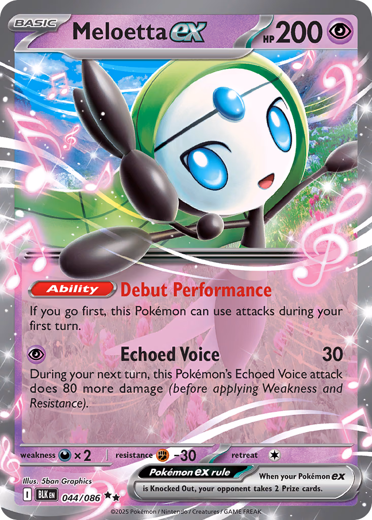 Meloetta ex Pokemon card (044/086, Black Bolt)