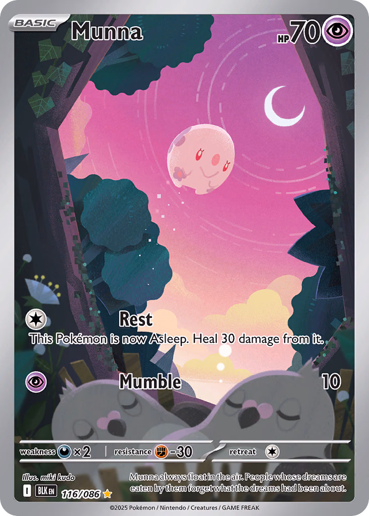 Munna Pokemon card (116/086, Black Bolt)