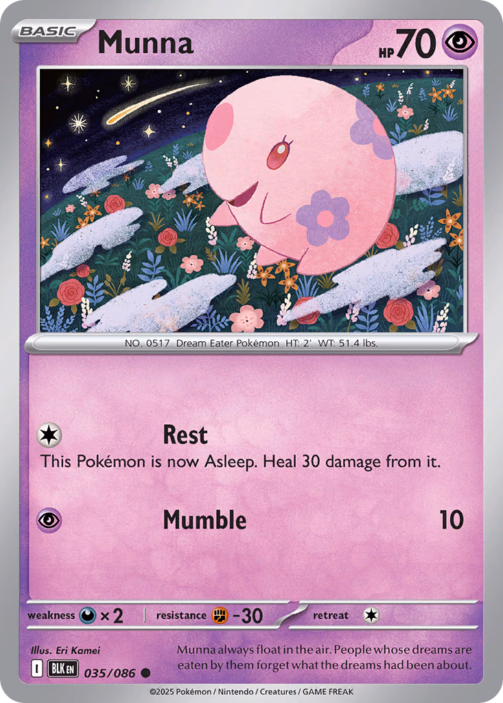 Munna Pokemon card (035/086, Black Bolt)