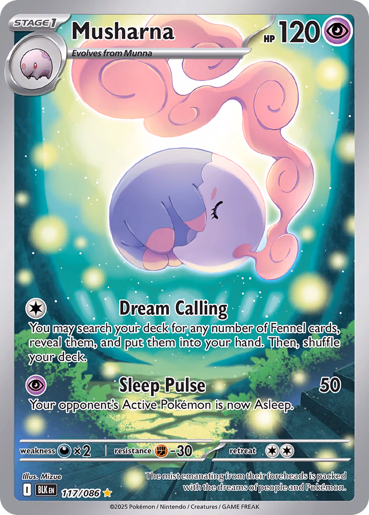 Musharna Pokemon card (117/086, Black Bolt)