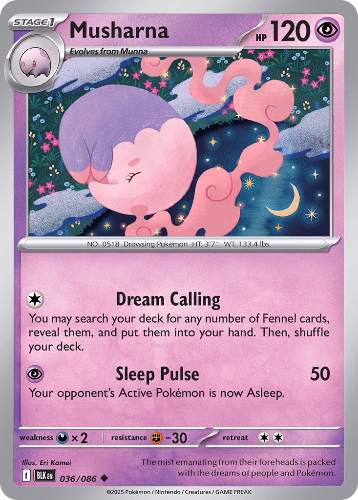 Musharna Pokemon card (036/086, Black Bolt)