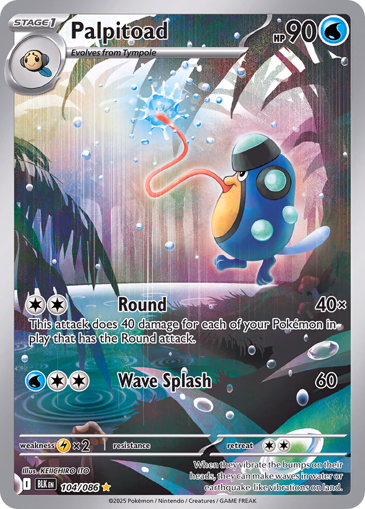 Palpitoad Pokemon card (104/086, Black Bolt)