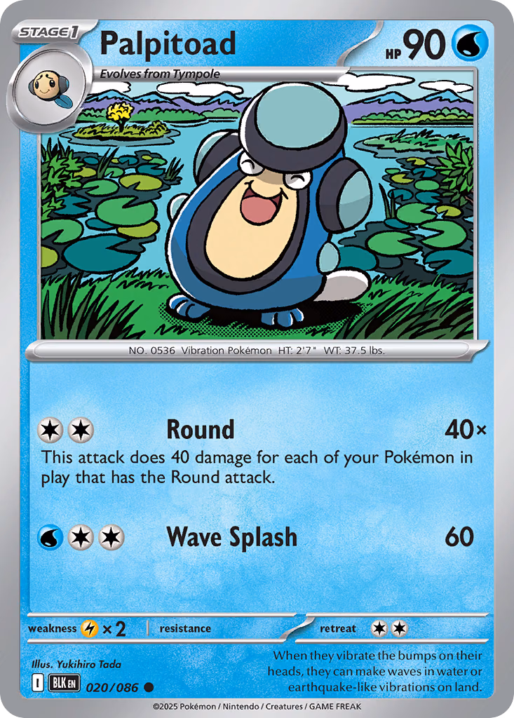Palpitoad Pokemon card (020/086, Black Bolt)