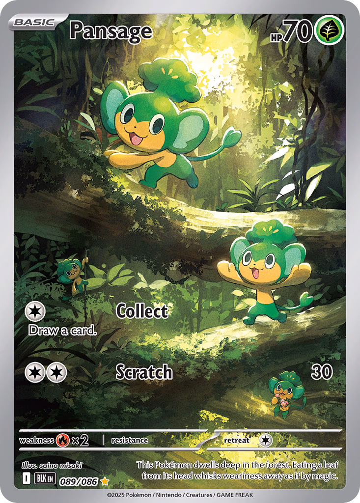 Pansage Pokemon card (089/086, Black Bolt)