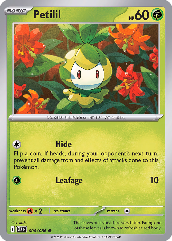 Petilil Pokemon card (006/086, Black Bolt)